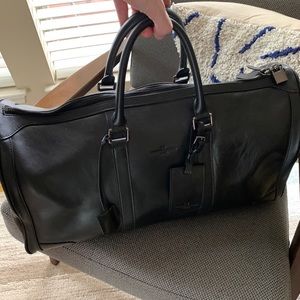 Combat Gent Black Leather Weekender Duffle